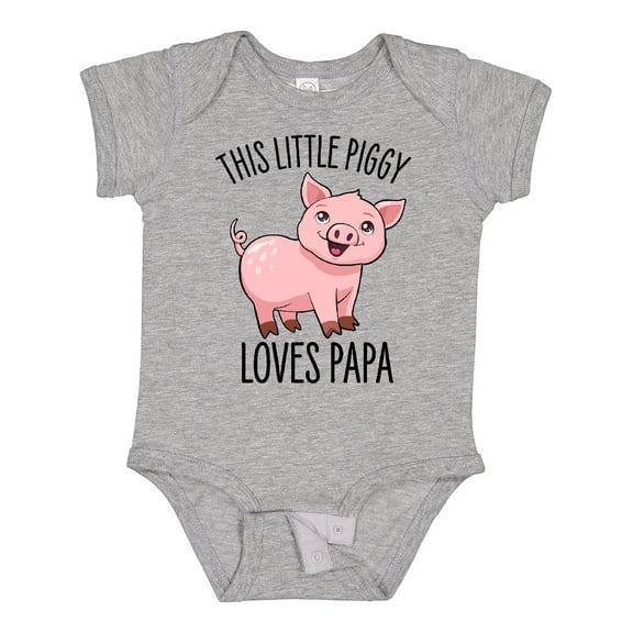 Inktastic This Little Piggy Loves Papa- Cute Boys or Girls Baby Bodysuit