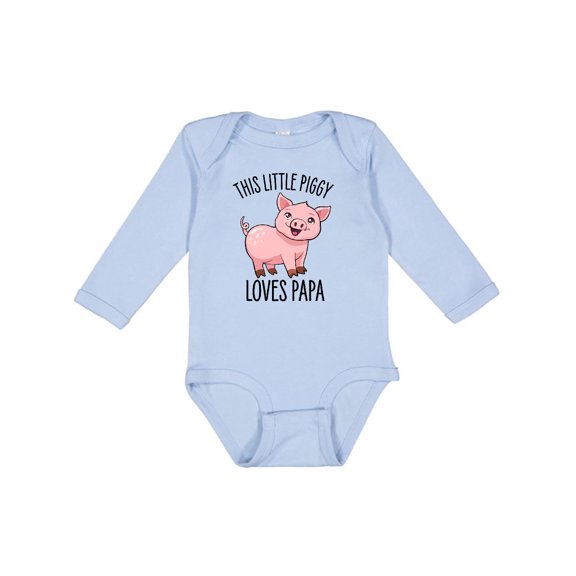 Inktastic This Little Piggy Loves Papa- cute Boys or Girls Long Sleeve Baby Bodysuit