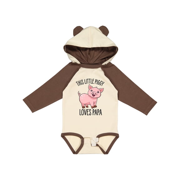 Inktastic This Little Piggy Loves Papa- cute Boys or Girls Long Sleeve Baby Bodysuit