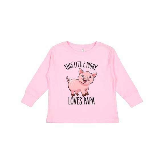 Inktastic This Little Piggy Loves Papa- cute Boys or Girls Long Sleeve Toddler T-Shirt