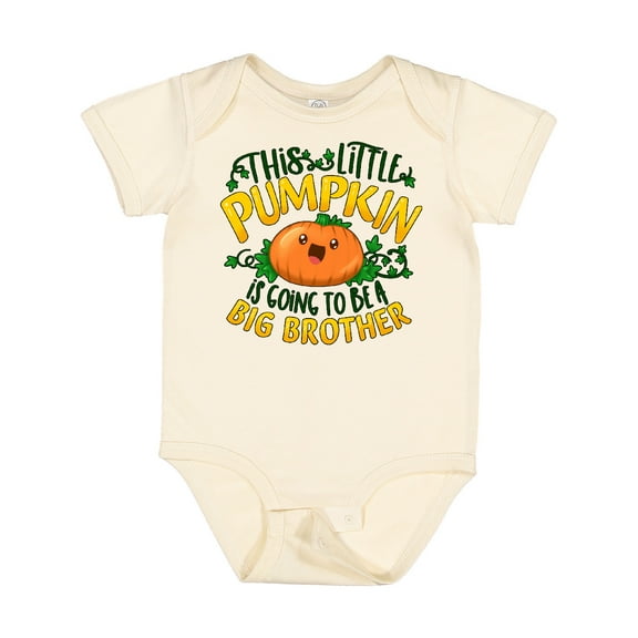 Inktastic This Little Pumpkin is Going to Be a Big Brother Boys Baby Bodysuit