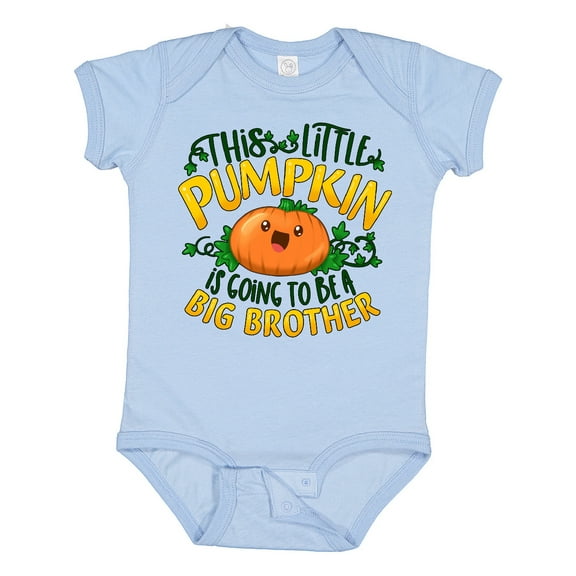 Inktastic This Little Pumpkin is Going to Be a Big Brother Boys Baby Bodysuit