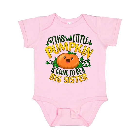 Inktastic This Little Pumpkin is Going to Be a Big Sister Girls Baby Bodysuit