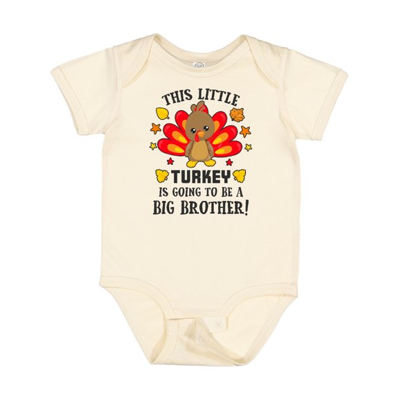 Inktastic This Little Turkey is Going to Be a Big Brother Boys Baby Bodysuit