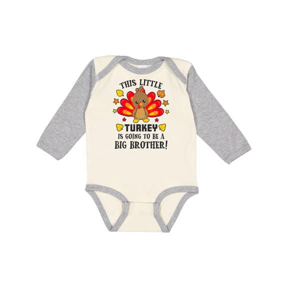 Inktastic This Little Turkey is Going to Be a Big Brother Boys Long Sleeve Baby Bodysuit