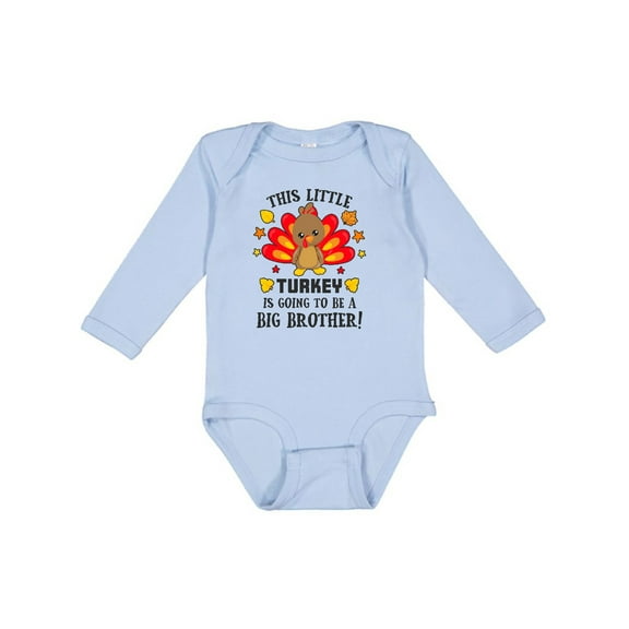 Inktastic This Little Turkey is Going to Be a Big Brother Boys Long Sleeve Baby Bodysuit
