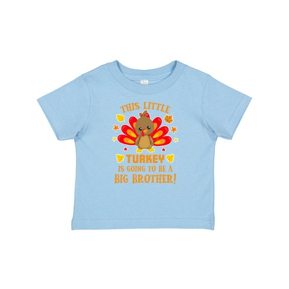 Inktastic This Little Turkey is Going to Be a Big Brother with Orange Text Boys Baby T-Shirt