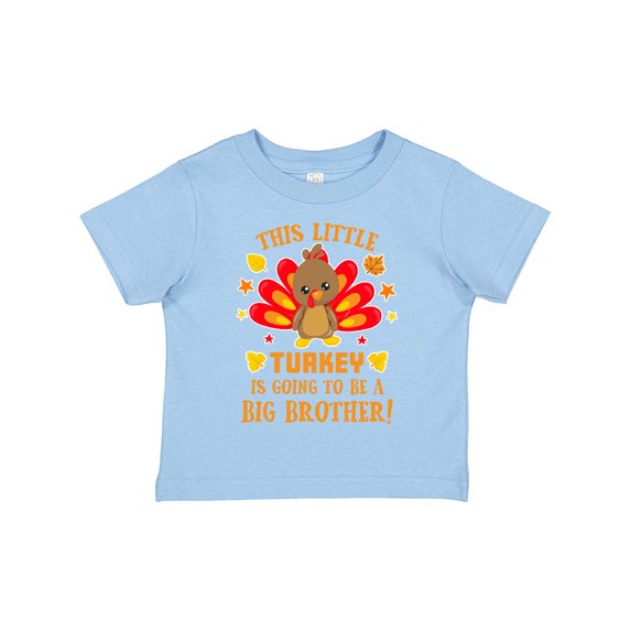 Inktastic This Little Turkey is Going to Be a Big Brother with Orange Text Boys Toddler T-Shirt