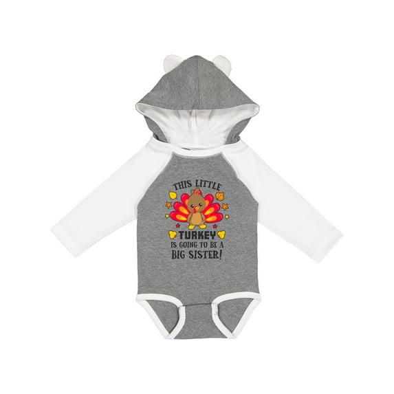 Inktastic This Little Turkey is Going to Be a Big Sister Girls Long Sleeve Baby Bodysuit