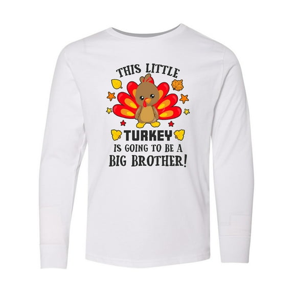 Inktastic This Little Turkey is Going to be a Big Brother Long Sleeve Youth T-Shirt