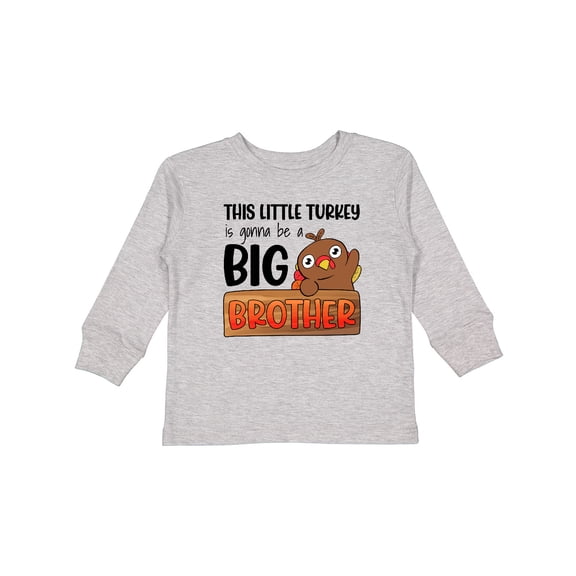Inktastic This Little Turkey is Gonna Be a Big Brother Boys Long Sleeve Toddler T-Shirt