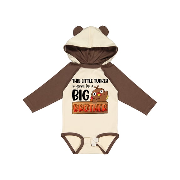 Inktastic This Little Turkey is Gonna be a Big Brother Boys Long Sleeve Baby Bodysuit