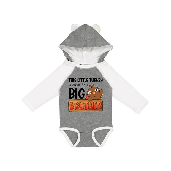 Inktastic This Little Turkey is Gonna be a Big Brother Boys Long Sleeve Baby Bodysuit