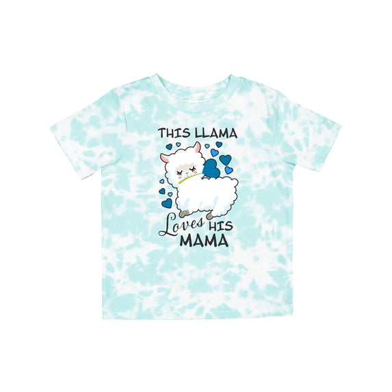 Inktastic This Llama Loves His Mama with Blue Hearts Boys Toddler T-Shirt