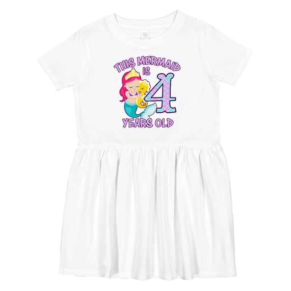 Inktastic This Mermaid is 4 Years Old Girls Toddler Dress