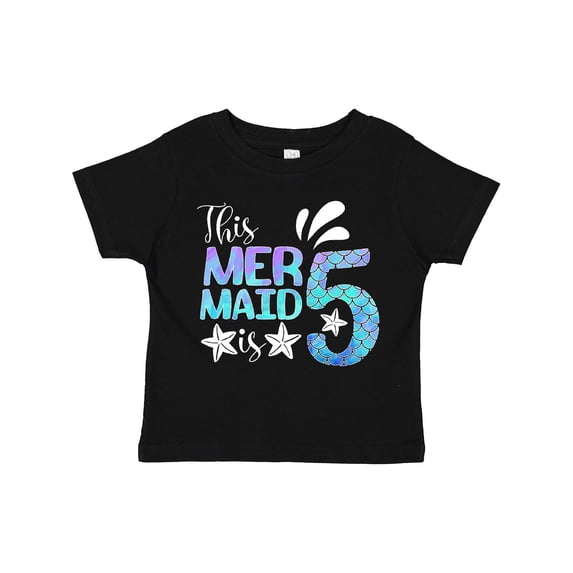 Inktastic This Mermaid is 5 with Starfish and Scales Boys or Girls Toddler T-Shirt