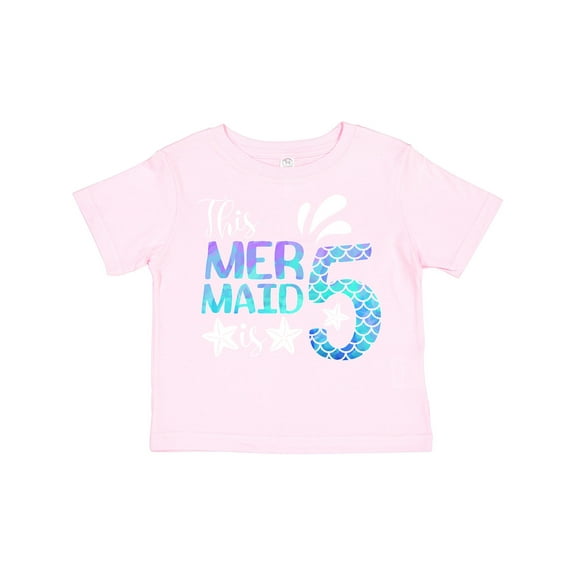 Inktastic This Mermaid is 5 with Starfish and Scales Boys or Girls Toddler T-Shirt