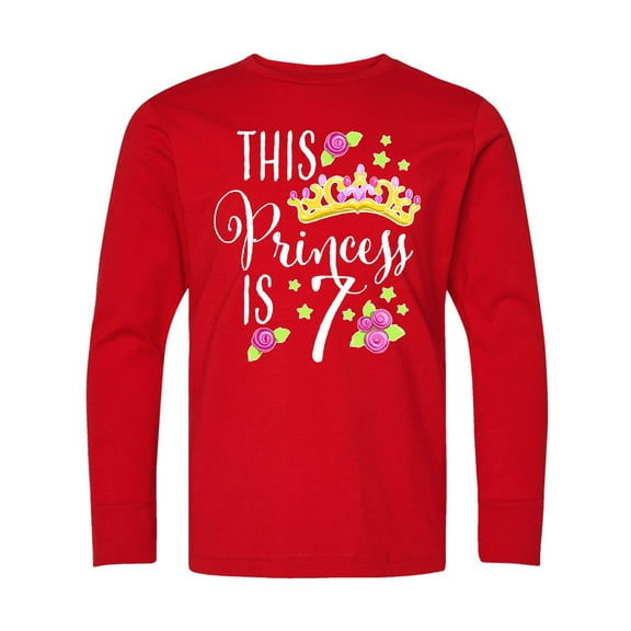 Inktastic This Princess is Seven 7th Birthday Long Sleeve Youth T-Shirt