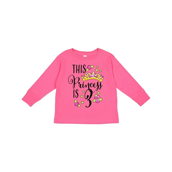 Inktastic This Princess is Three Third Birthday Girls Long Sleeve Toddler T-Shirt