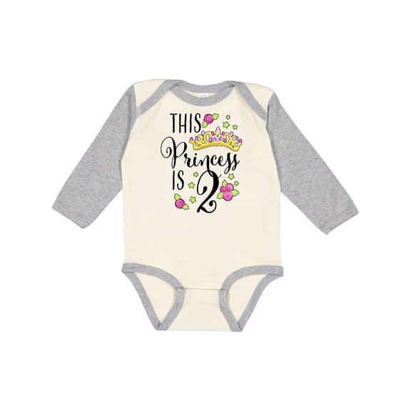 Inktastic This Princess is Two Second Birthday Girls Long Sleeve Baby Bodysuit