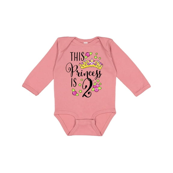 Inktastic This Princess is Two Second Birthday Girls Long Sleeve Baby Bodysuit