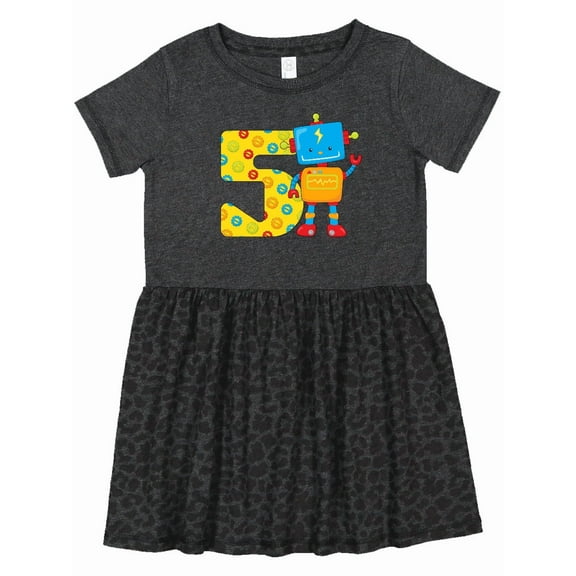 Inktastic This Robot is Five Fifth Birthday Girls Toddler Dress