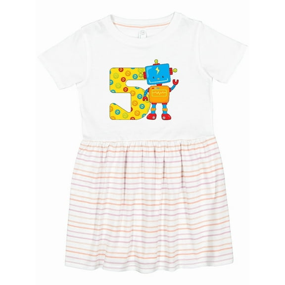 Inktastic This Robot is Five Fifth Birthday Girls Toddler Dress