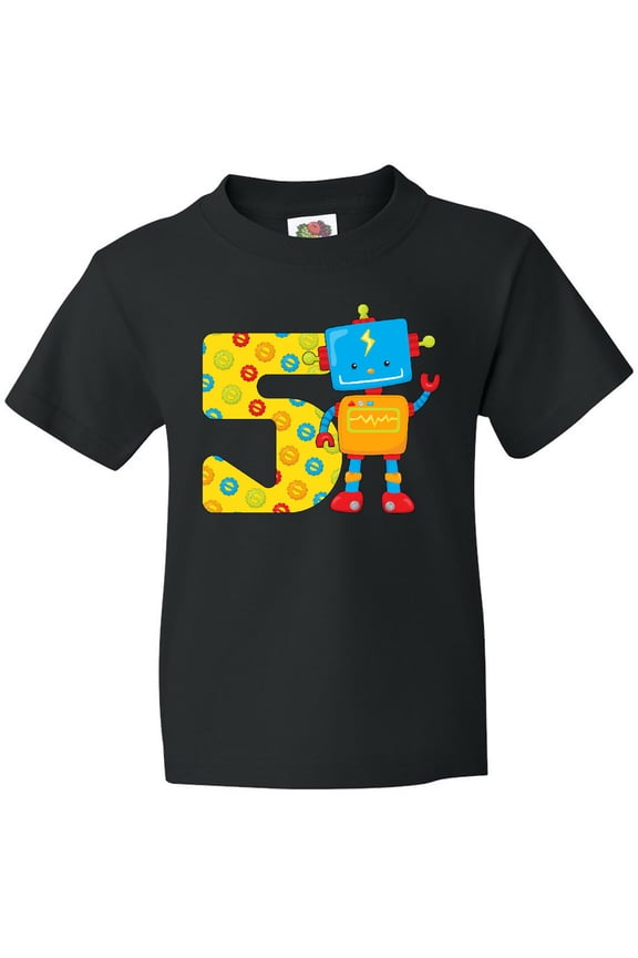 This Robot is Five- Fifth Birthday Youth T-Shirt