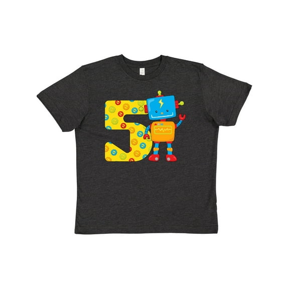 Inktastic This Robot is Five- Fifth Birthday Youth T-Shirt