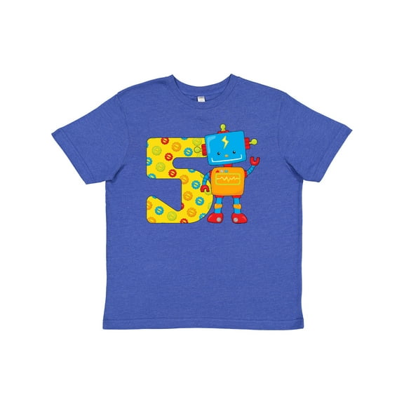 Inktastic This Robot is Five- Fifth Birthday Youth T-Shirt