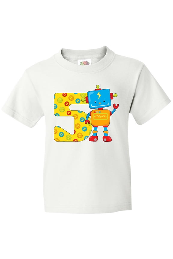 This Robot is Five- Fifth Birthday Youth T-Shirt