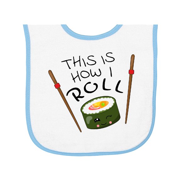 Inktastic This is How I Roll Cute Sushi Baby Terry Cloth Bib