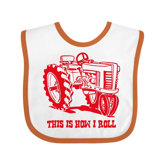 Inktastic This is How I Roll Tractor Red Boys or Girls Baby Bib