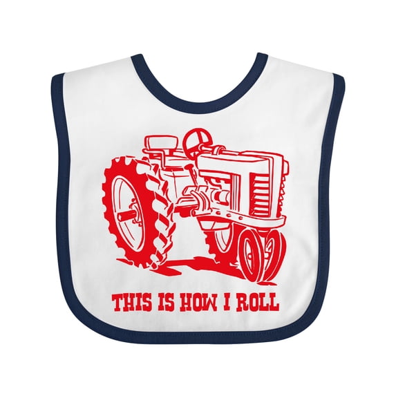 Inktastic This is How I Roll Tractor Red Boys or Girls Baby Bib