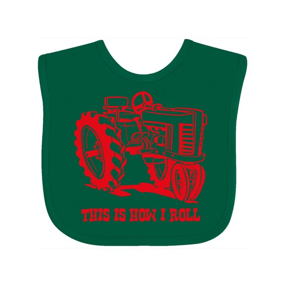 Inktastic This is How I Roll Tractor Red Boys or Girls Baby Bib