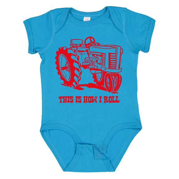 Inktastic This is How I Roll Tractor Red Boys or Girls Baby Bodysuit