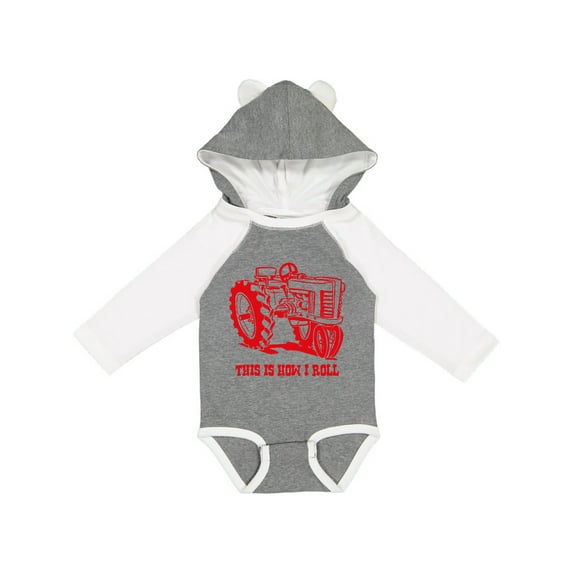 Inktastic This is How I Roll Tractor Red Boys or Girls Long Sleeve Baby Bodysuit