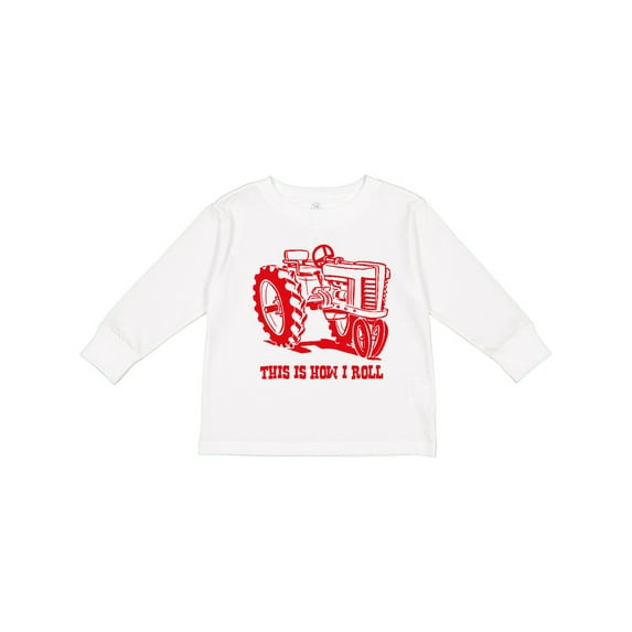 Inktastic This is How I Roll Tractor RED Boys or Girls Long Sleeve Toddler T-Shirt