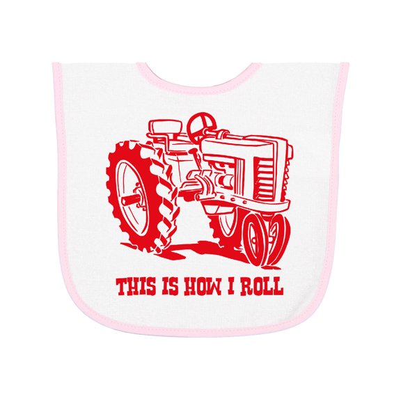 Inktastic This is How I Roll Tractor Red Baby Terry Cloth Bib