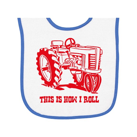 Inktastic This is How I Roll Tractor Red Baby Terry Cloth Bib