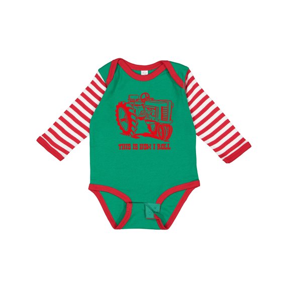 Inktastic This is How I Roll Tractor Red Boys or Girls Long Sleeve Baby Bodysuit