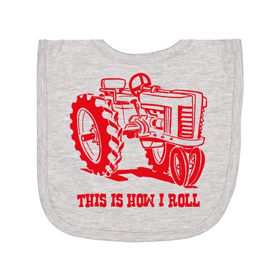 Inktastic This is How I Roll Tractor Red Newborn Bib