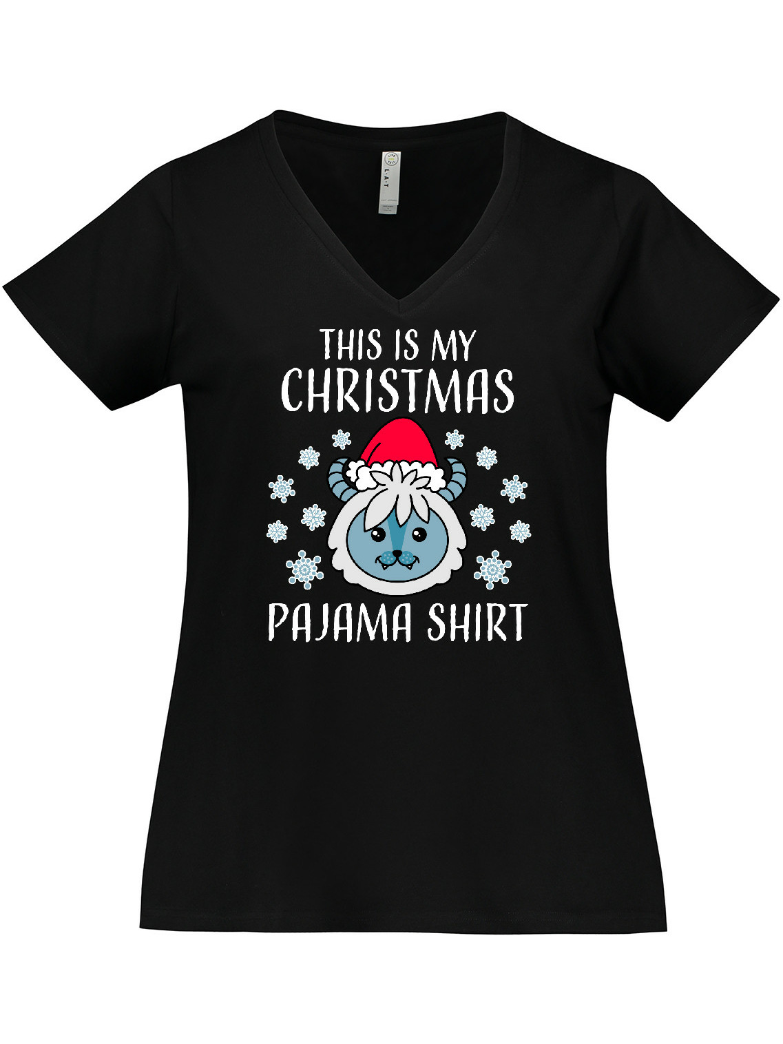 Inktastic This is My Christmas Pajama Shirt with Snow Monster Women's Plus Size V-Neck T-Shirt - image 1 of 4