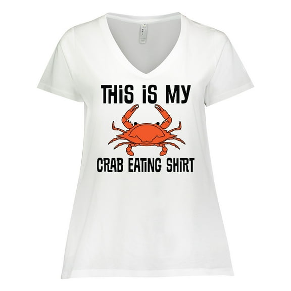 Inktastic This is my Crab Eating Shirt Women's Plus Size V-Neck T-Shirt
