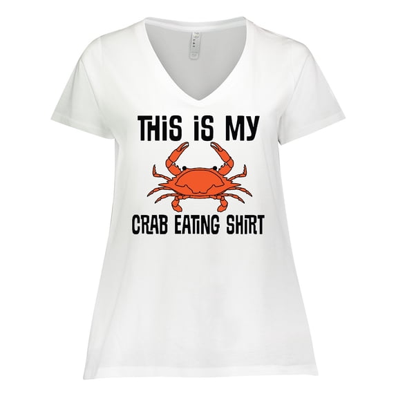 Inktastic This is my Crab Eating Shirt Women's Plus Size V-Neck T-Shirt