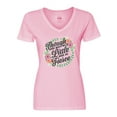 thumbnail image 1 of Inktastic Though She Be But Little She is Fierce with Flower Circle Illustration Women's V-Neck T-Shirt, 1 of 5