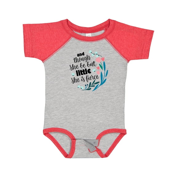 Inktastic Though She Be but Little Fierce Quote Girls Baby Bodysuit