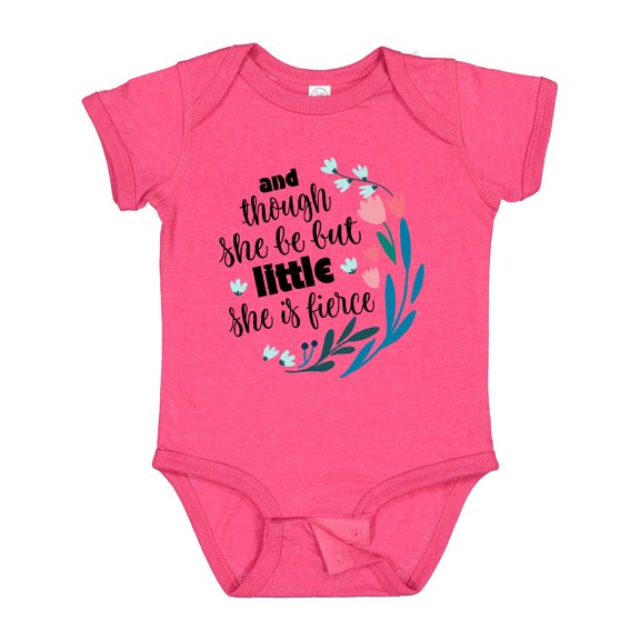 Inktastic Though She Be but Little Fierce Quote Girls Baby Bodysuit