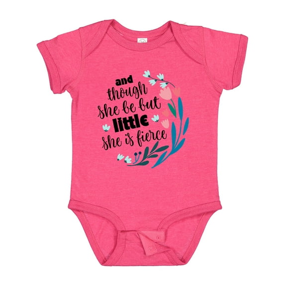 Inktastic Though She Be but Little Fierce Quote Girls Baby Bodysuit