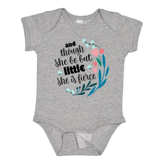 Inktastic Though She Be but Little Fierce Quote Girls Baby Bodysuit